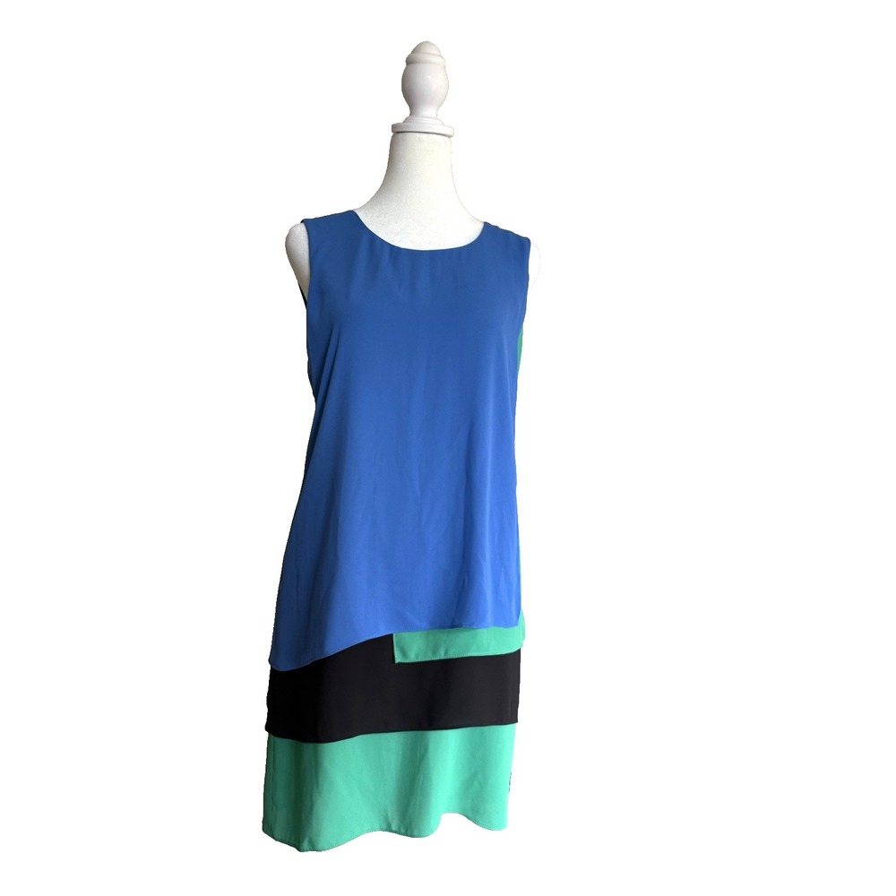 BCBGMaxAzria Mini Dress Womens Sz 4 Blue Green Workwear Careerwear Office Casual